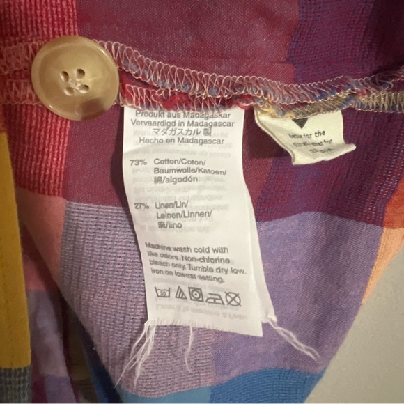 Madewell rainbow gingham boxy button back top size small - Picture 3 of 6